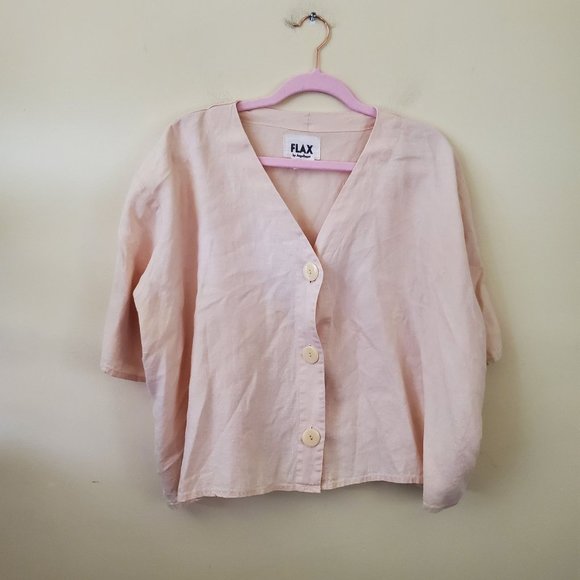 Flax Tops - Flax By Angelheart Vintage Linen Crop Oversized Top Lagonlook Minimalist Size L